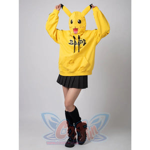 Cosfun Original Cute Electric Critter Yellow Grunge Cosplay Full Zip Hoodie A00006 Sweatshirt