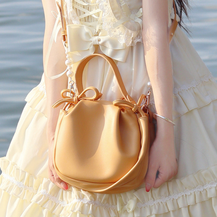 Lolita Pearl Pleated Cloud Crossbody Bag