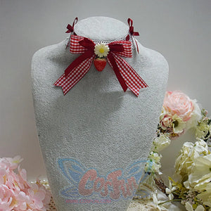 Sweet And Lovely Lolita Strawberry Straw Hat Sets Neckwear