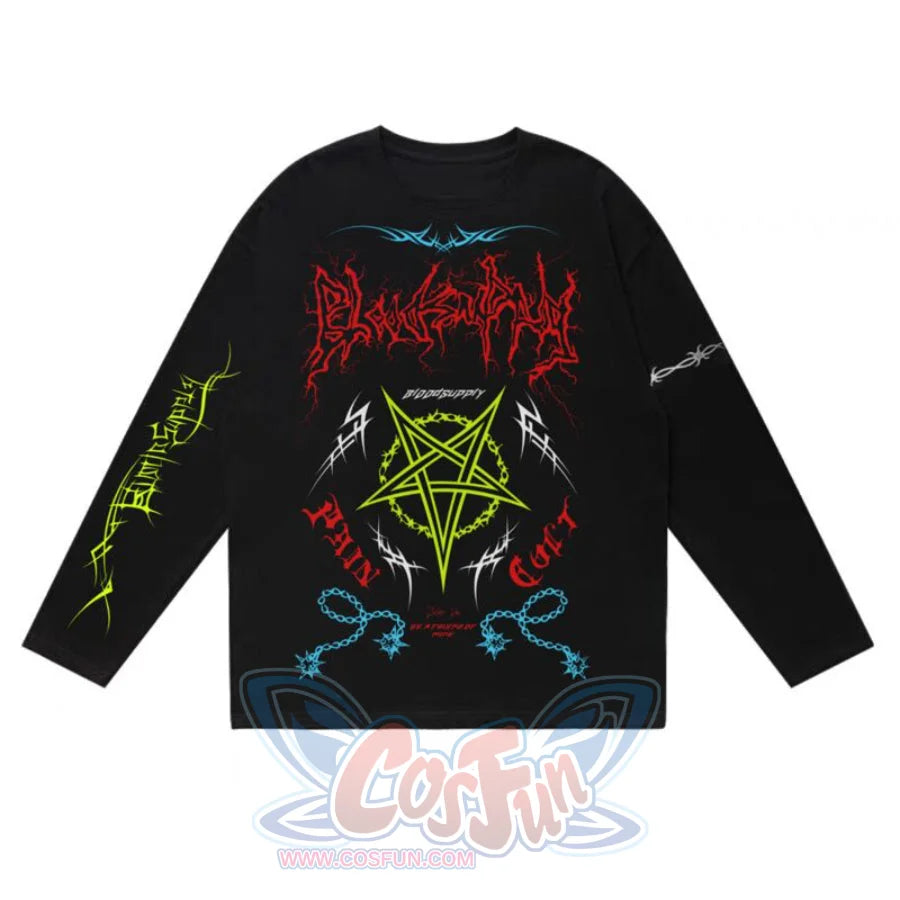 Winter Gothic Printed Logo Loose Woolen Long-Sleeved Hoodie