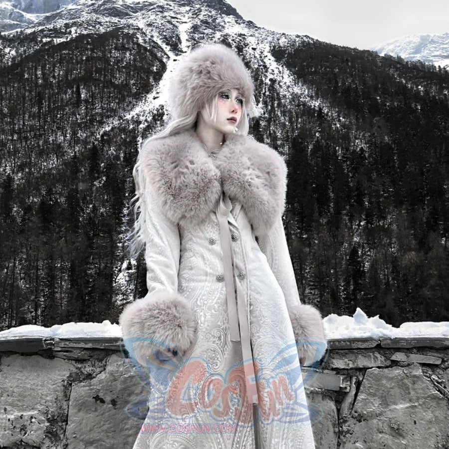 Winter Gothic Imitation Fox Fur Lace-Up Waistcoat