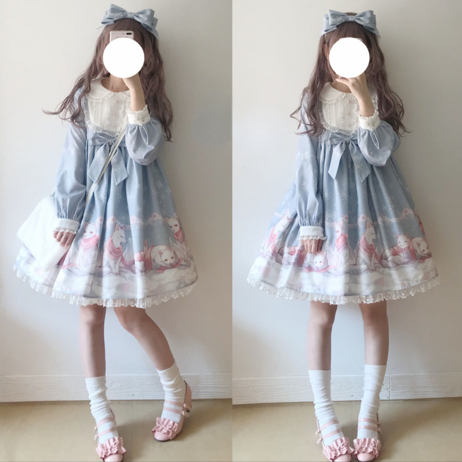 Snow Fox Lolita Long Sleeve Dress