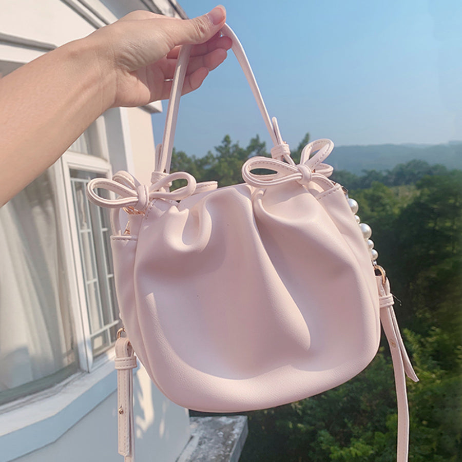 Lolita Pearl Pleated Cloud Crossbody Bag