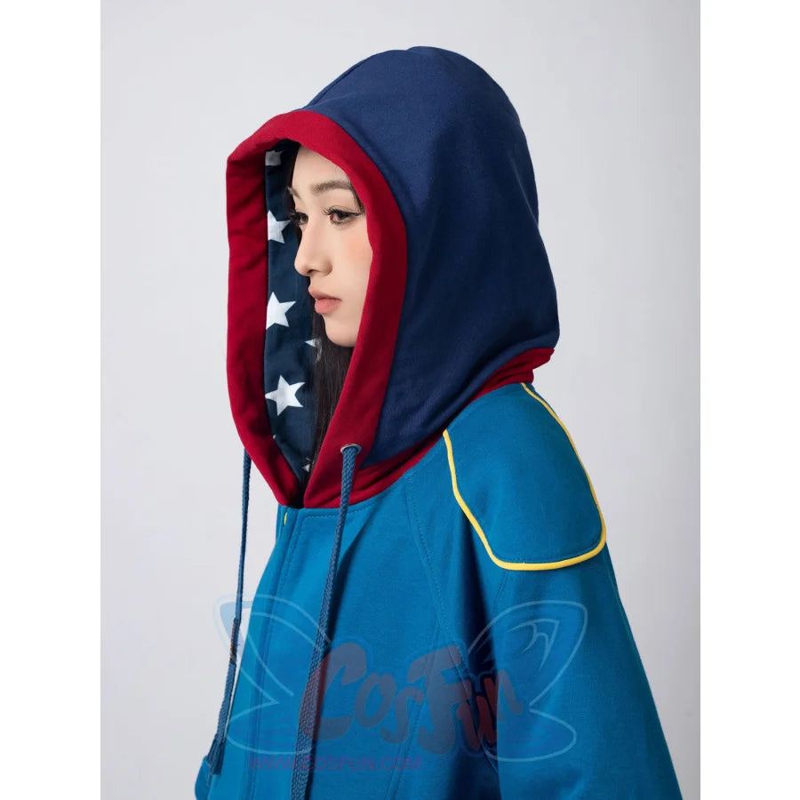 Cosfun Original America Modern Color-Block Blue Cosplay Hoodie Jacket A00004 Sweatshirt