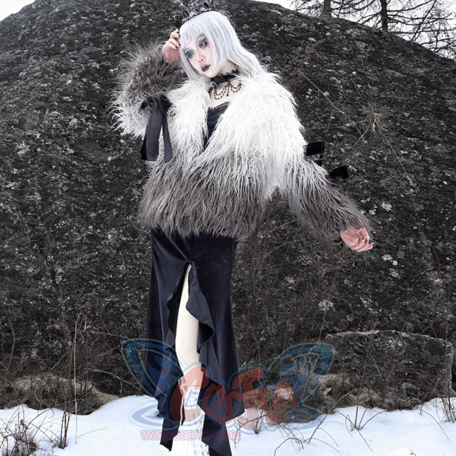 Winter Gothic Mongolian Fur Gradient Color Thickened Coat