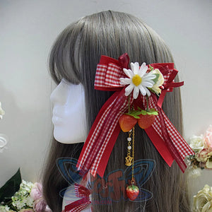 Sweet And Lovely Lolita Strawberry Straw Hat Sets Hairclip