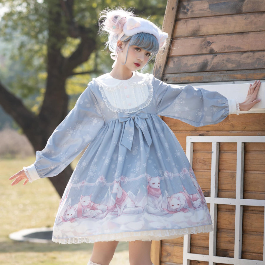 Snow Fox Lolita Long Sleeve Dress