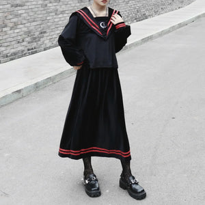 Spring Autumn Street Velvet Jk Sailor Suit