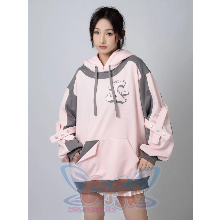 Cosfun Original Dreamy Melody Pink Cosplay Full Zip Hoodie A00007 Sweatshirt