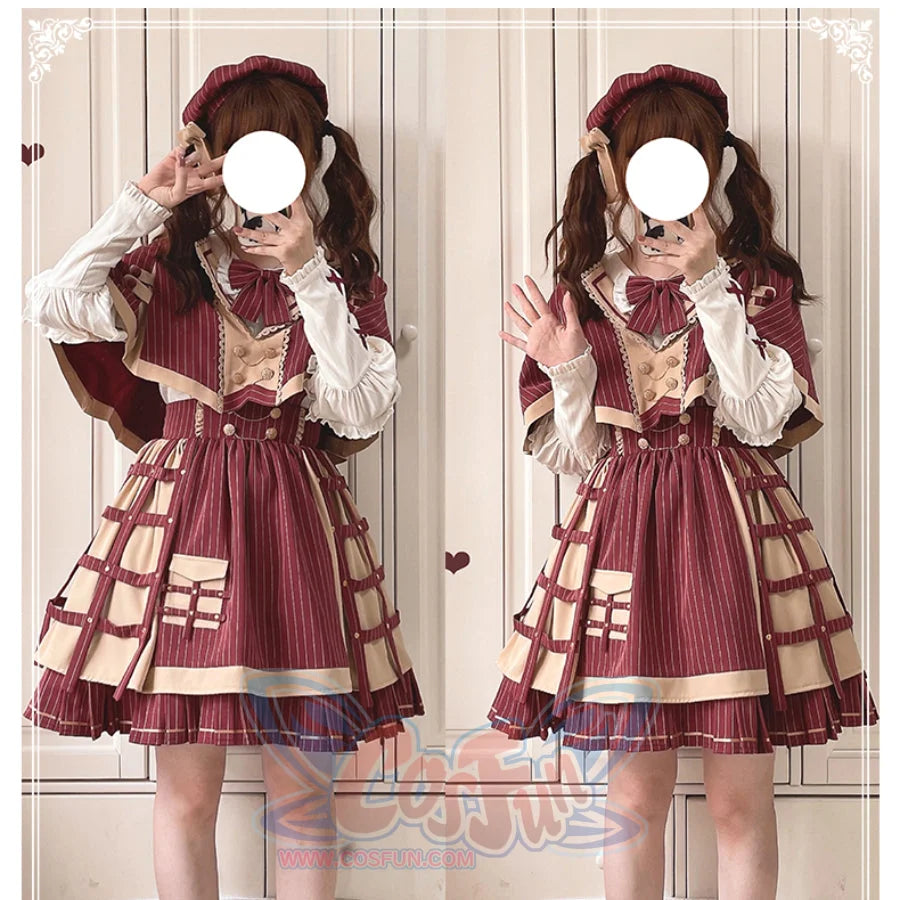 Vintage Detective Style Lolita Jumper Skirt Sets S22589