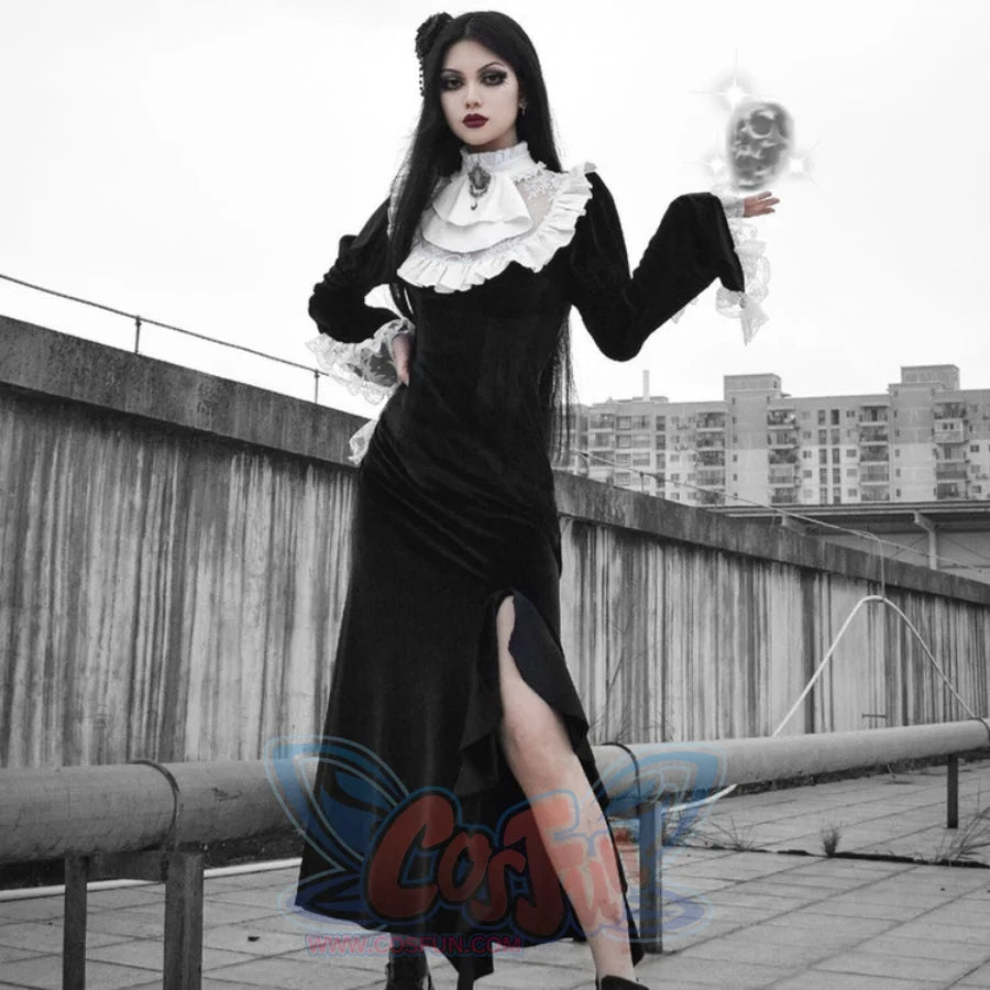 Medieval Vampire Lace Velvet Long Sleeve Fishtail Dress