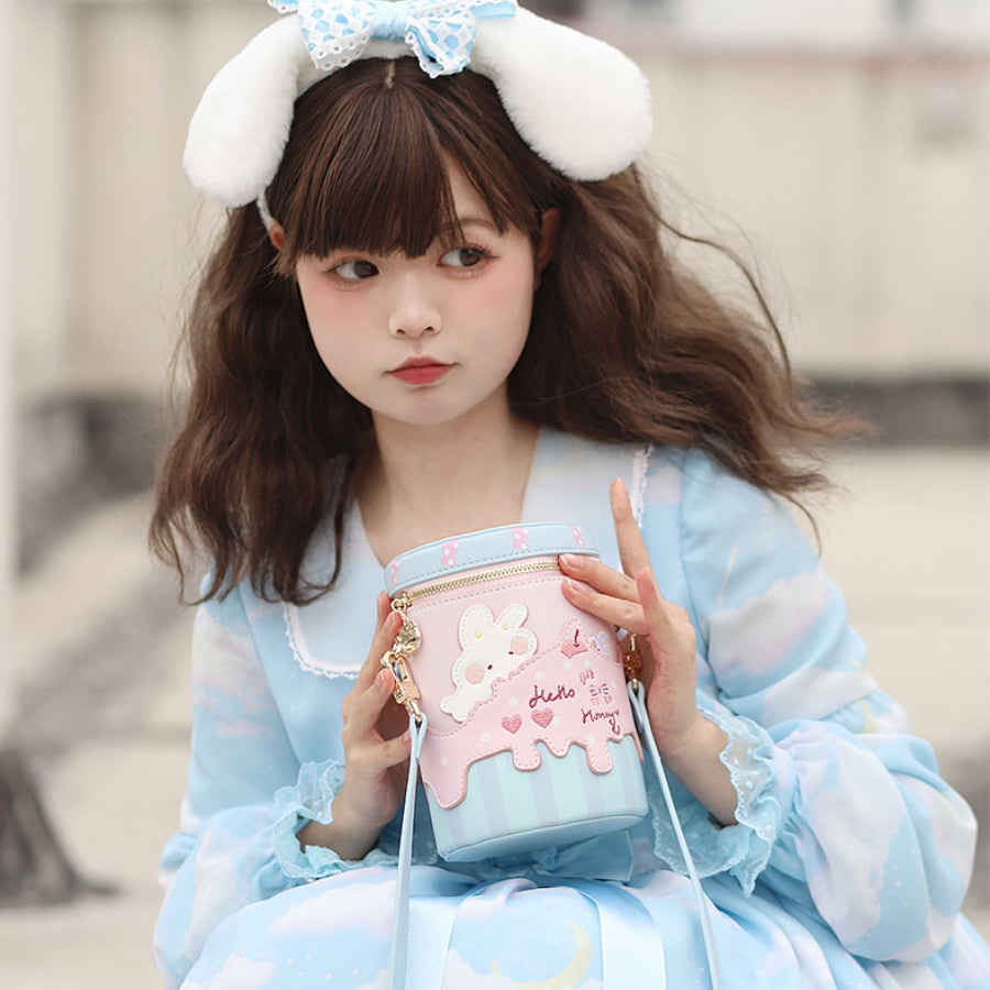 Sweet and Lovely Rabbit Embroidered Crossbody Bucket Bag