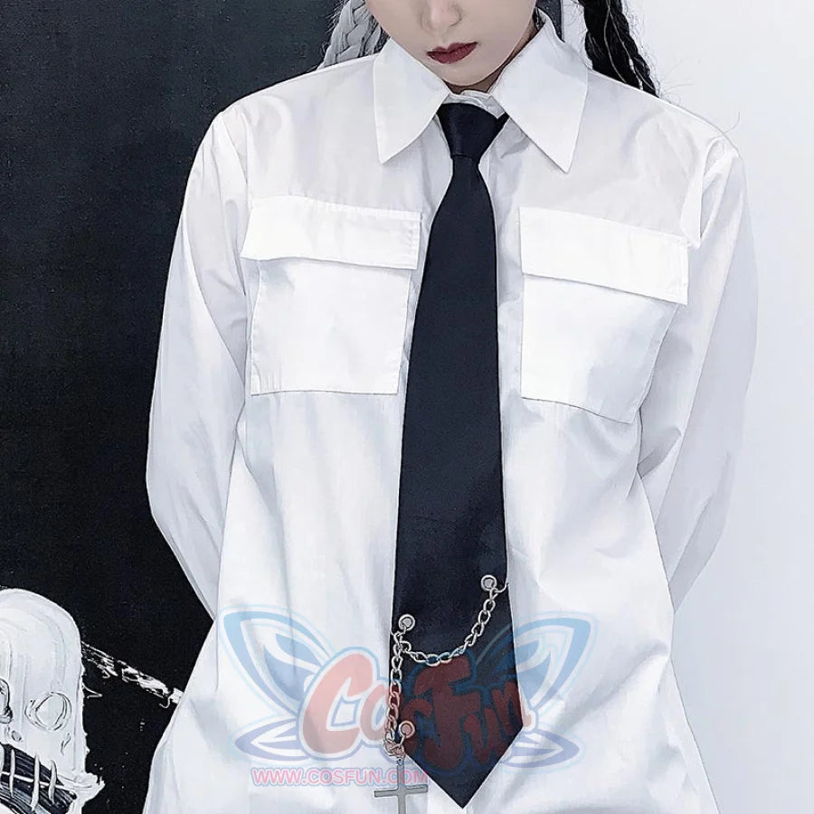 Black Cool Chain School Uniform Wild Fit Couple Tie S20054