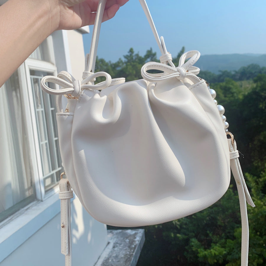 Lolita Pearl Pleated Cloud Crossbody Bag