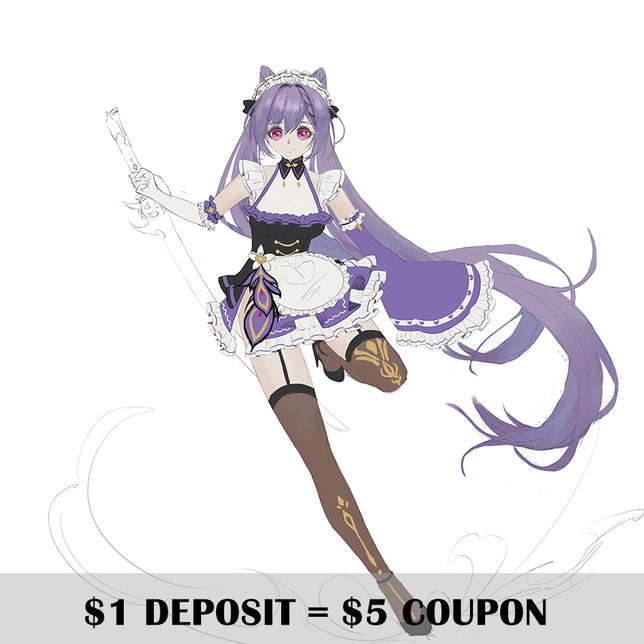 Deposit COSFUN Gesnhin Impact Keqing Derivative Cosplay Costume