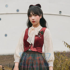 College Style Elegant Winter Velvet Lolita Vest