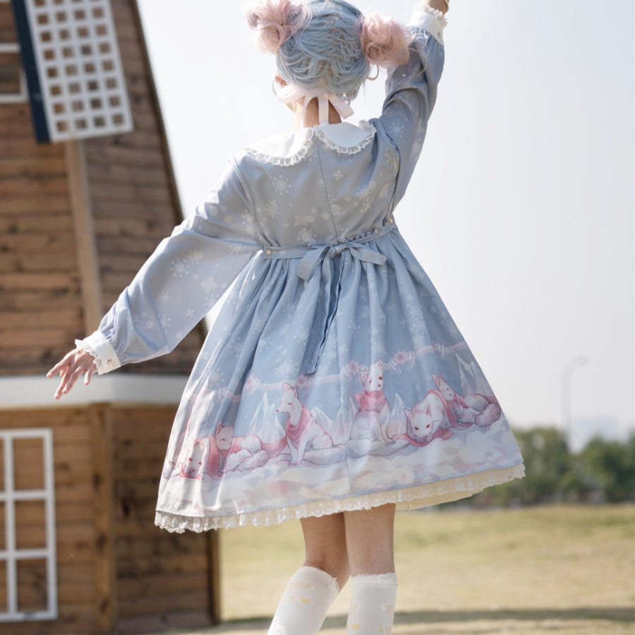 Snow Fox Lolita Long Sleeve Dress