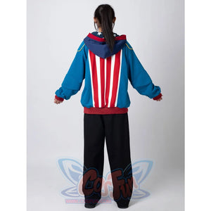 Cosfun Original America Modern Color-Block Blue Cosplay Hoodie Jacket A00004 Sweatshirt