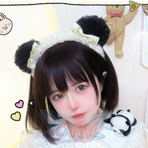 Lovely Lolita Panda Bowknot Hairband White