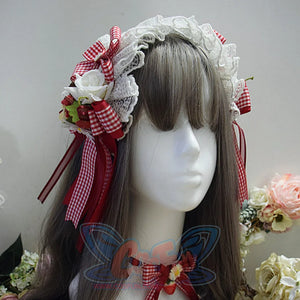 Sweet And Lovely Lolita Strawberry Straw Hat Sets Double Strawberries Hairband