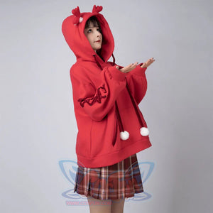 Ready To Ship Cosfun Original Snowball Elk Red Christmas Hoodie C00164 Sweatshirt