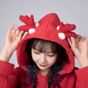 Ready To Ship Cosfun Original Snowball Elk Red Christmas Hoodie C00164 Sweatshirt