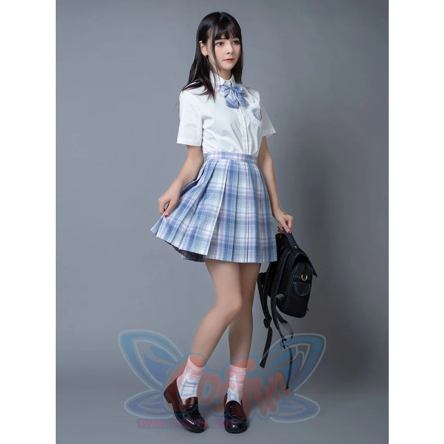 Clear Sky Jk School Uniform Blue Plaid Pleated Skirt Mp006132