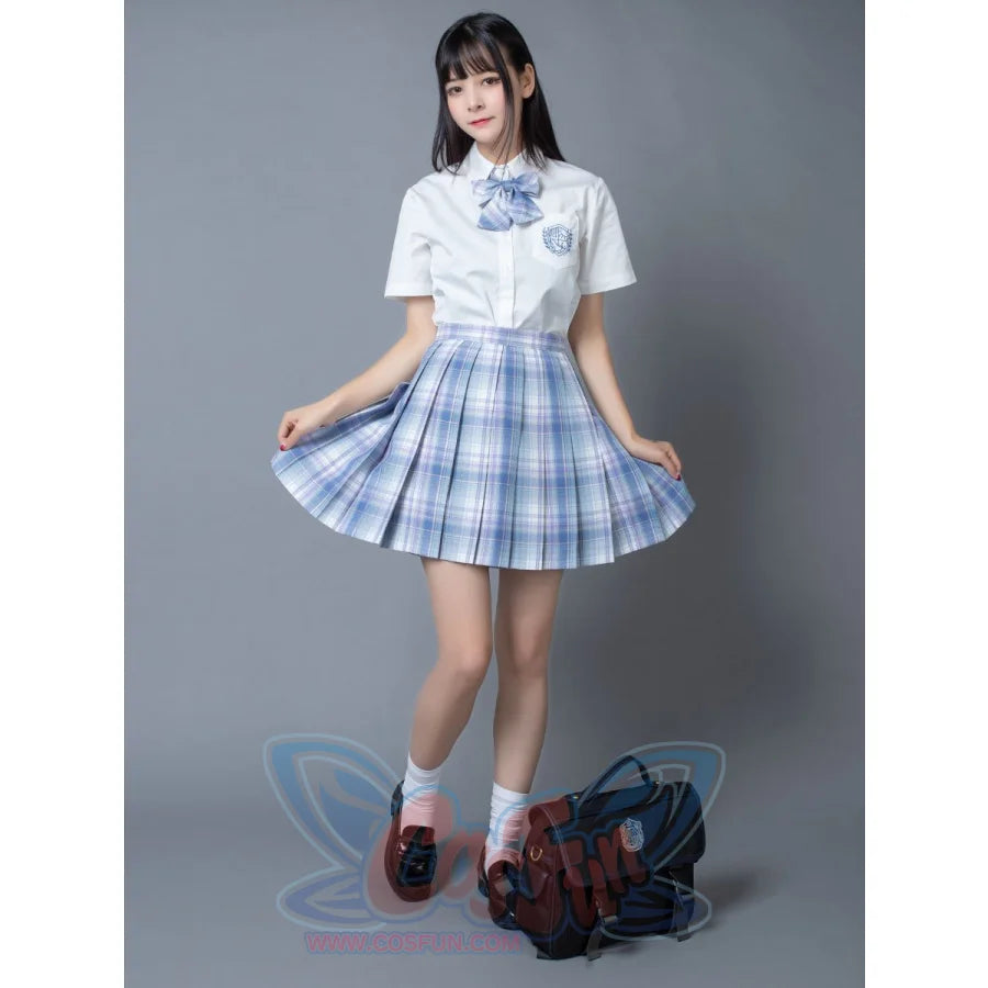 Clear Sky Jk School Uniform Blue Plaid Pleated Skirt Mp006132