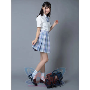 Clear Sky Jk School Uniform Blue Plaid Pleated Skirt Mp006132