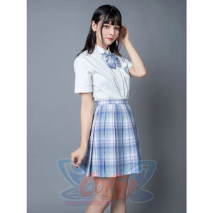 Clear Sky Jk School Uniform Blue Plaid Pleated Skirt Mp006132