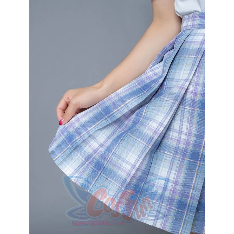 Clear Sky Jk School Uniform Blue Plaid Pleated Skirt Mp006132