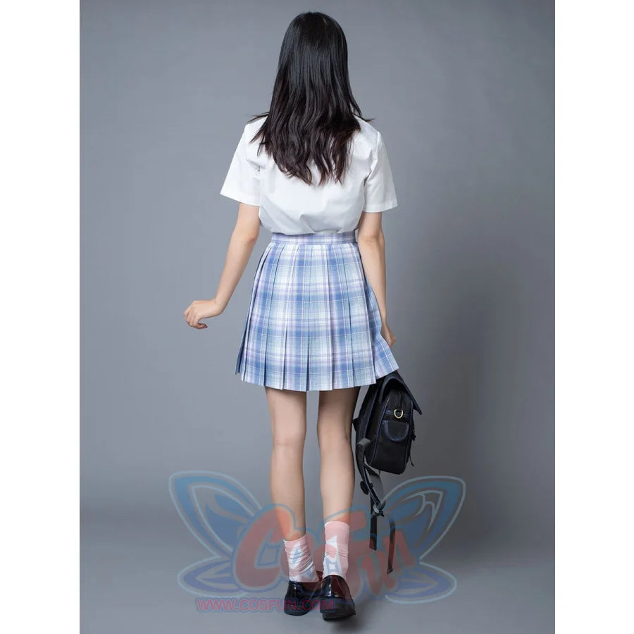 Clear Sky Jk School Uniform Blue Plaid Pleated Skirt Mp006132