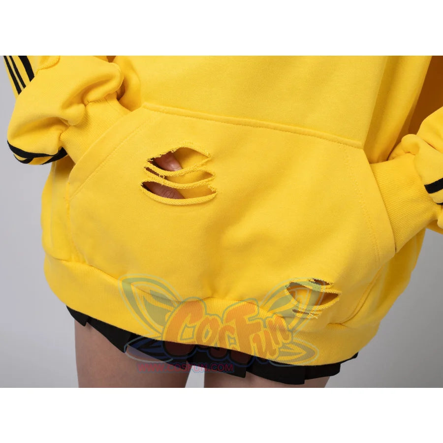 Cosfun Original Cute Electric Critter Yellow Grunge Cosplay Full Zip Hoodie A00006 Sweatshirt