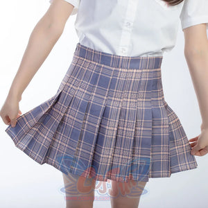 Jk High Waist Pleated Skirts C00169 Dark Grey Plaid / Xxl School Uniform