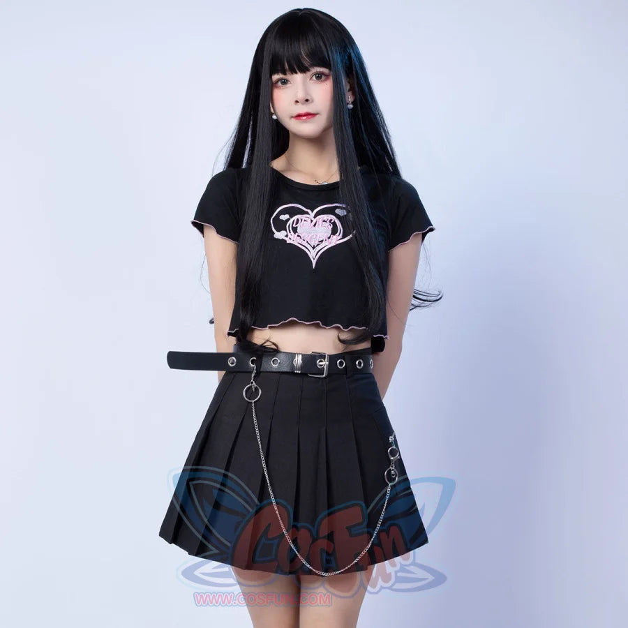 Harajuku Plaid Jk Skirt Women High Waist Mini Tennis A-Line Skirts J30084 Black- Ready To Ship / Xs