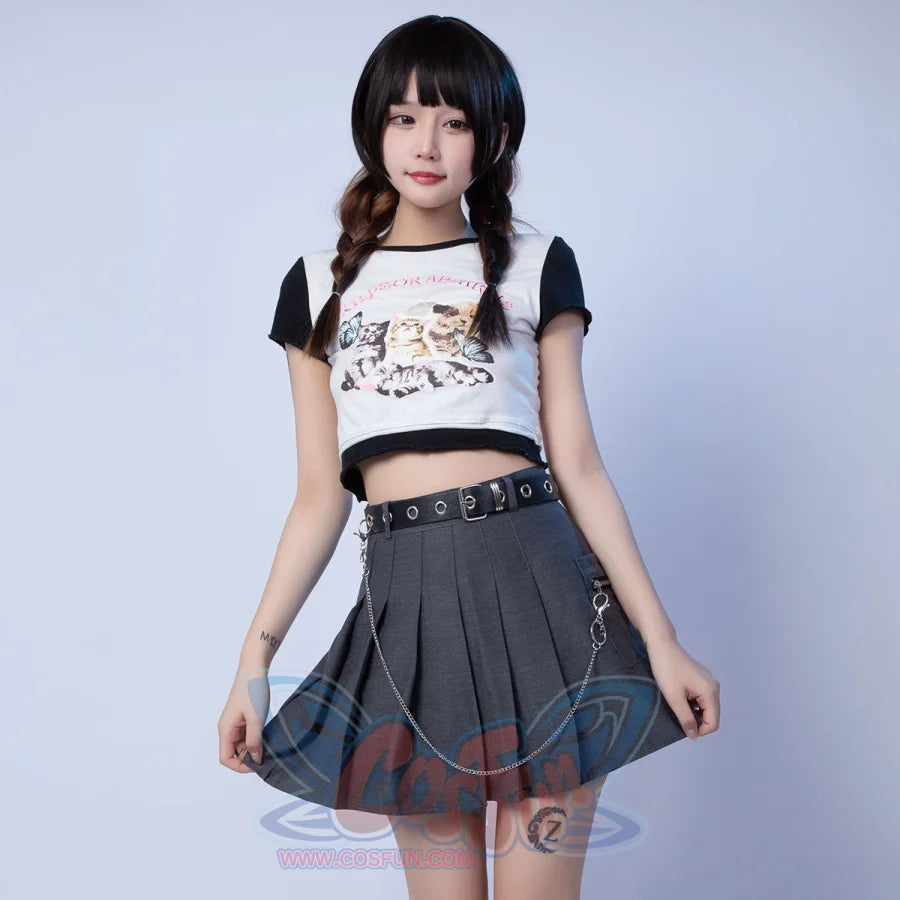 Harajuku Plaid Jk Skirt Women High Waist Mini Tennis A-Line Skirts J30084 Gray / Xs