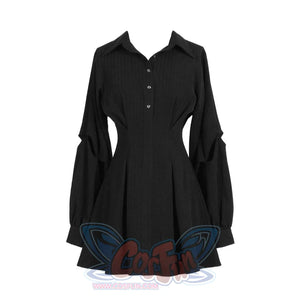 Kawaii Black High Waist Shirt Dress Mp006122 Dress