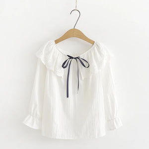 Mori Girl Sweet Lace Collar Shirt Long Sleeve