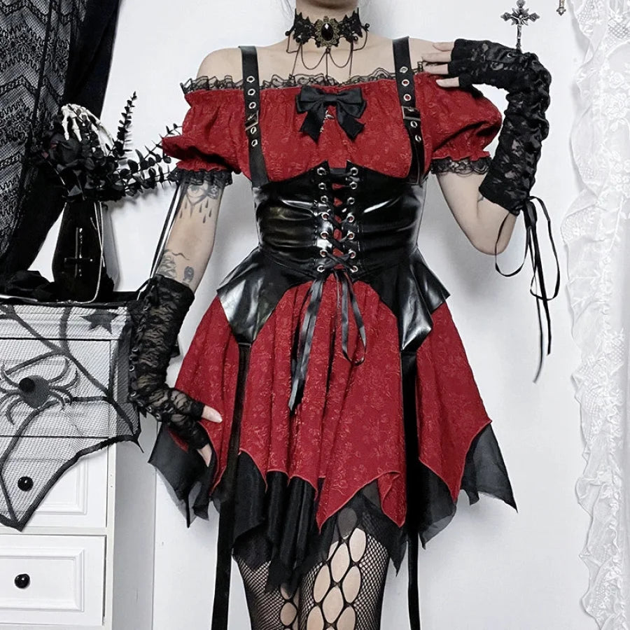 Halloween Red Lolita Punk Puffy Dress