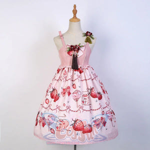 Original Genuine Strawberry Lolita Dress High Waist Japanese Style Cute Haori S20246