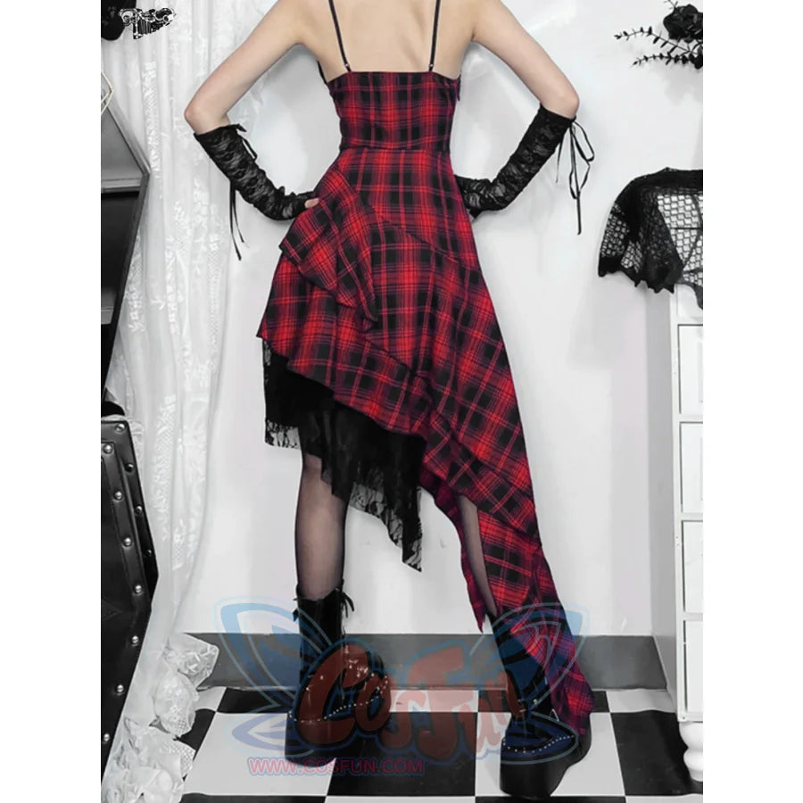 Halloween Gothic Rock Black And Red Hitman Dress