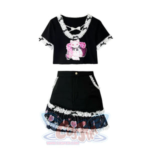 Sweet Girl Hot Twinset Lovely T-Shirt Sheath Skirt S30032