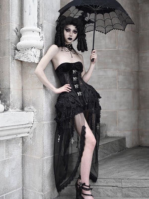 Gothic Dark Strap Corset Set - cosfun