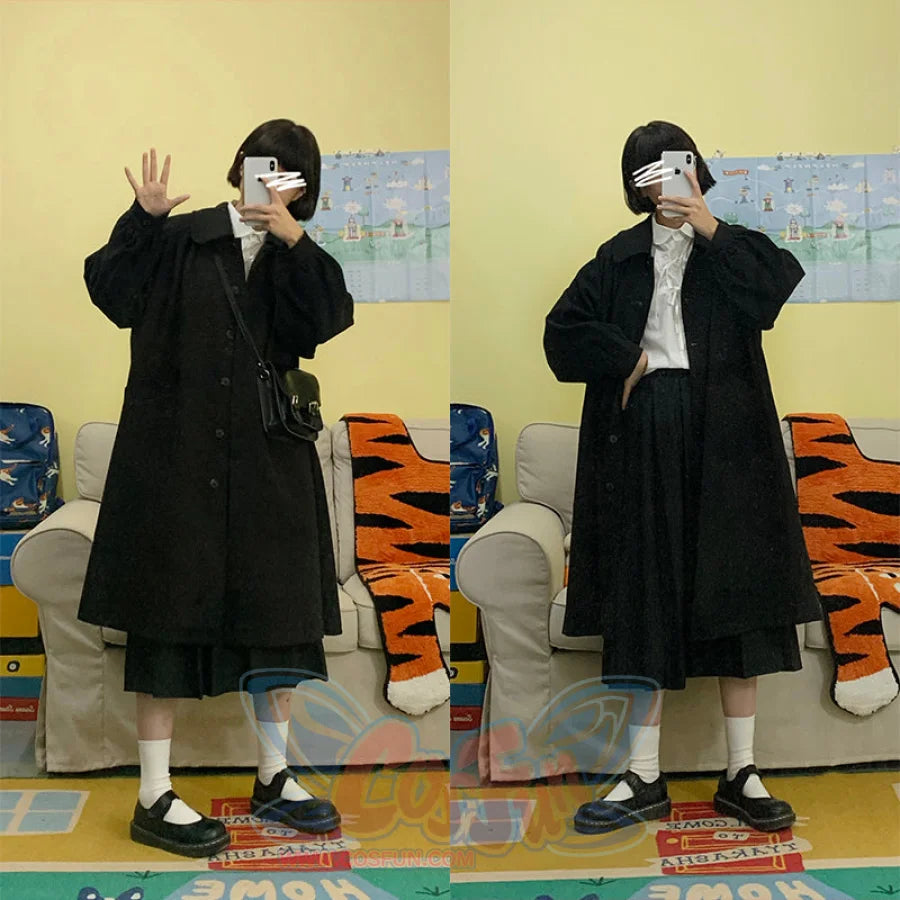 Long Retro Jk Wool Coat Japanese Magic Girl’s Winter Cotton