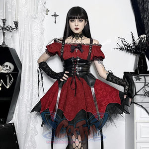 Halloween Red Lolita Punk Puffy Dress