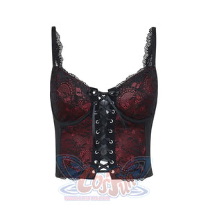 Halloween Gothic Lace Black And Red Top S