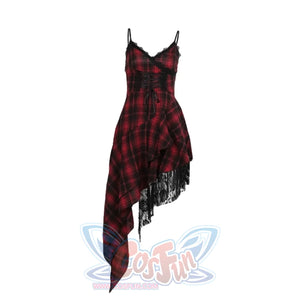 Halloween Gothic Rock Black And Red Hitman Dress Xs