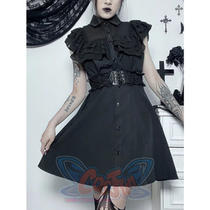 Halloween Waisted Diablo Shirt Sleeveless Dress S