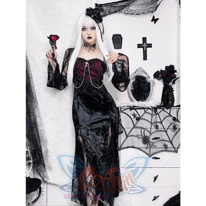 Halloween Vampire Red Lace Fishtail Special Style Long Dress