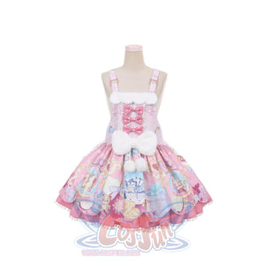 Christmas Cute Print Suspender Dress Pink / S